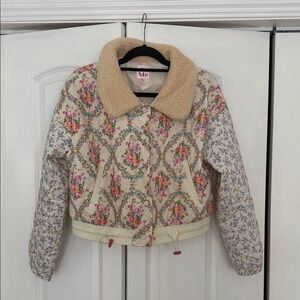 So Me Cream Quilted Jacket with Black Trim